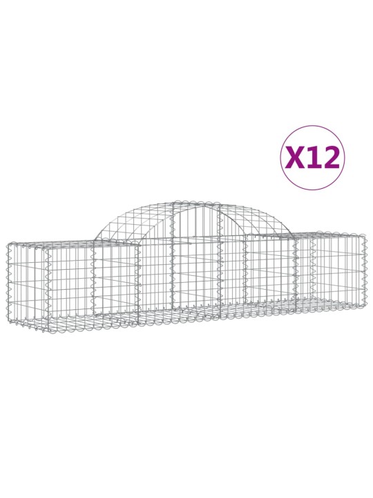 Klenuté gabionové koše 12 ks 200x50x40/60 cm pozinkované železo