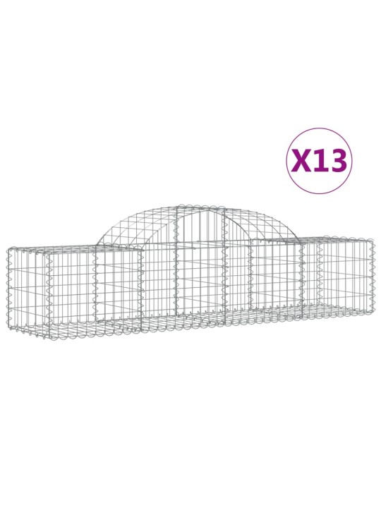 Klenuté gabionové koše 13 ks 200x50x40/60 cm pozinkované železo