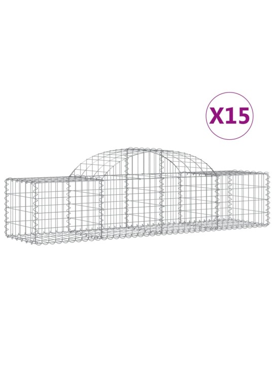 Klenuté gabionové koše 15 ks 200x50x40/60 cm pozinkované železo