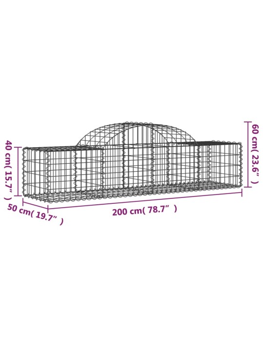 Klenuté gabionové koše 15 ks 200x50x40/60 cm pozinkované železo