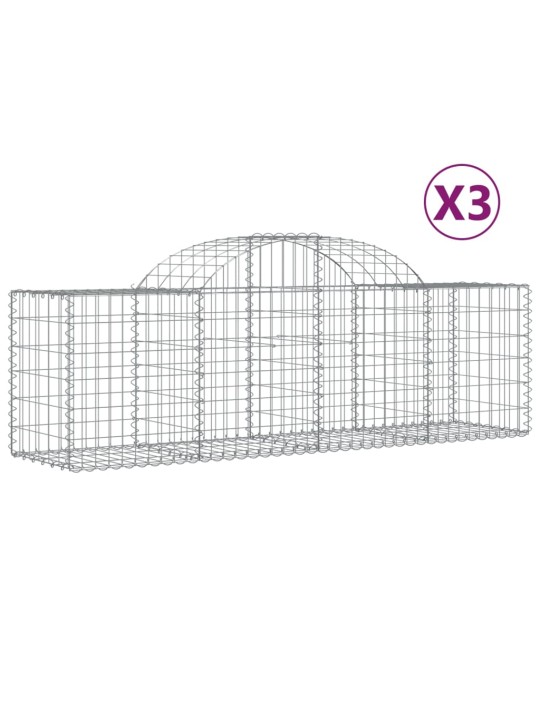 Klenuté gabionové koše 3 ks 200x50x60/80 cm pozinkované železo