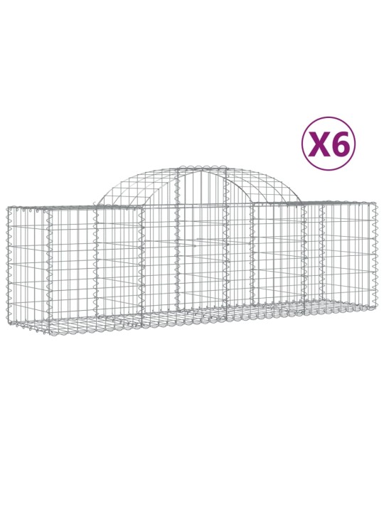 Klenuté gabionové koše 6 ks 200x50x60/80 cm pozinkované železo