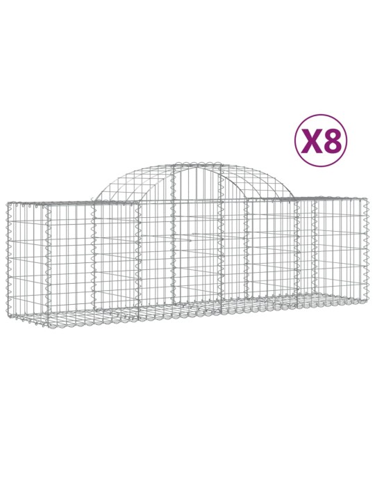 Klenuté gabionové koše 8 ks 200x50x60/80 cm pozinkované železo