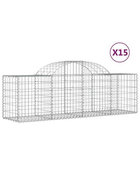 Klenuté gabionové koše 15 ks 200x50x60/80 cm pozinkované železo