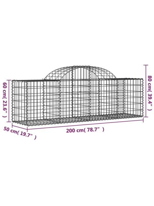 Klenuté gabionové koše 15 ks 200x50x60/80 cm pozinkované železo