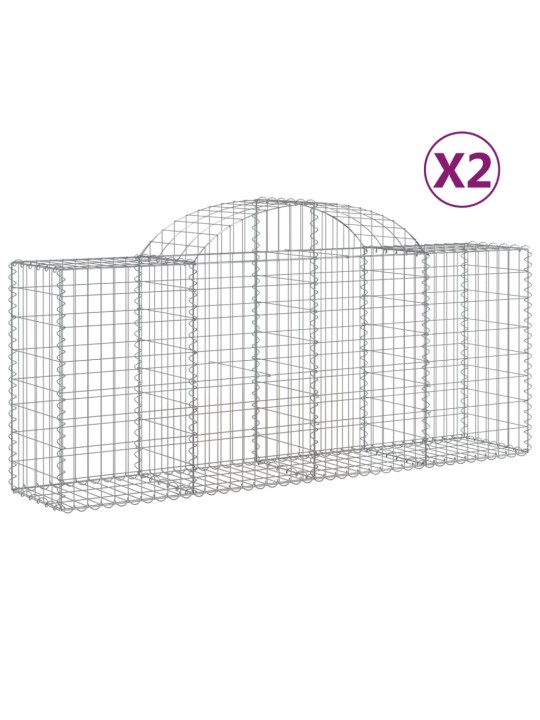 Klenuté gabionové koše 2 ks 200x50x80/100 cm pozinkované železo