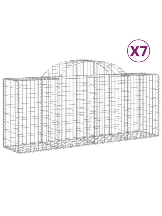 Klenuté gabionové koše 7 ks 200x50x80/100 cm pozinkované železo