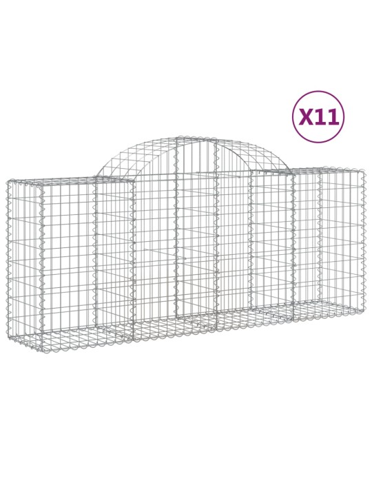 Klenuté gabionové koše 11ks 200x50x80/100 cm pozinkované železo