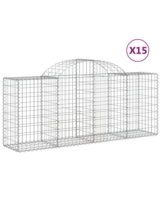 Klenuté gabionové koše 15ks 200x50x80/100 cm pozinkované železo