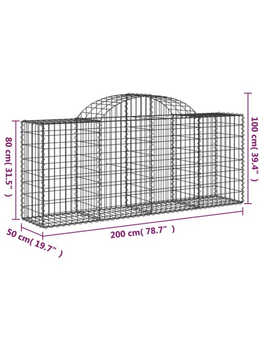 Klenuté gabionové koše 25ks 200x50x80/100 cm pozinkované železo