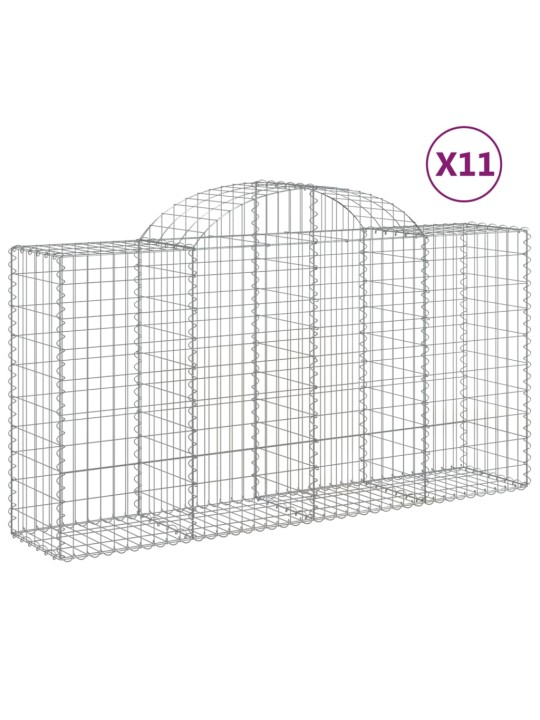 Klenuté gabionové koše 11ks 200x50x100/120cm pozinkované železo