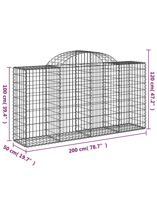 Klenuté gabionové koše 11ks 200x50x100/120cm pozinkované železo