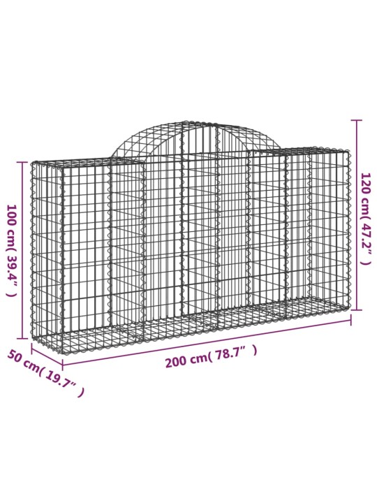 Klenuté gabionové koše 15ks 200x50x100/120cm pozinkované železo