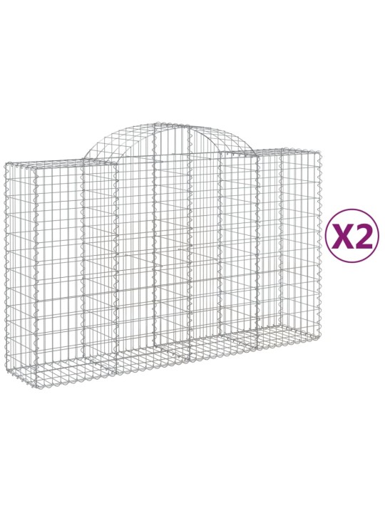 Klenuté gabionové koše 2 ks 200x50x120/140cm pozinkované železo
