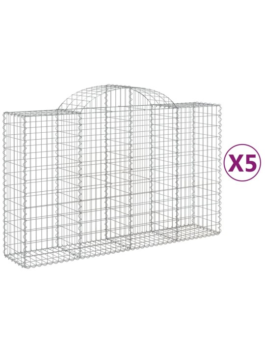 Klenuté gabionové koše 5 ks 200x50x120/140cm pozinkované železo