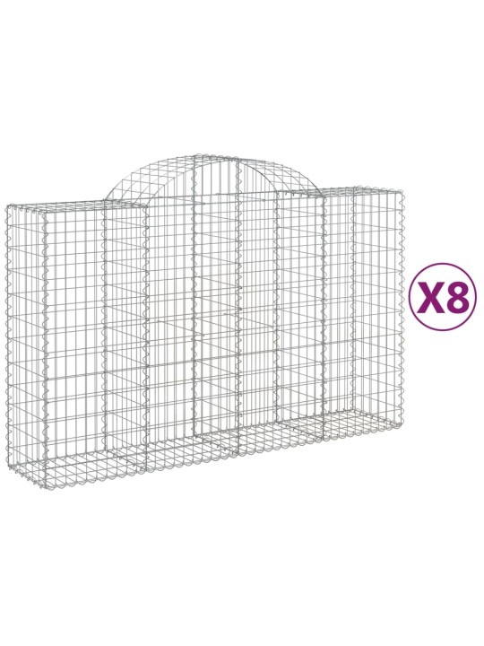 Klenuté gabionové koše 8 ks 200x50x120/140cm pozinkované železo