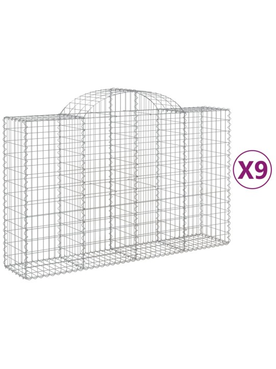 Klenuté gabionové koše 9 ks 200x50x120/140cm pozinkované železo