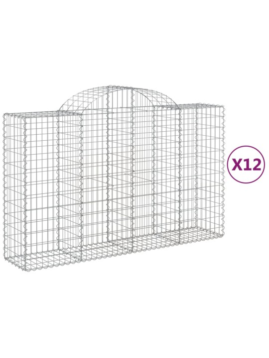 Klenuté gabionové koše 12ks 200x50x120/140cm pozinkované železo