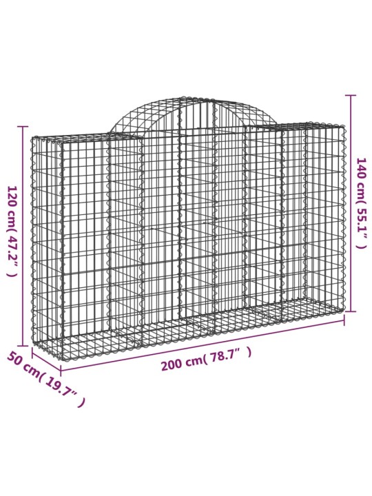 Klenuté gabionové koše 13ks 200x50x120/140cm pozinkované železo