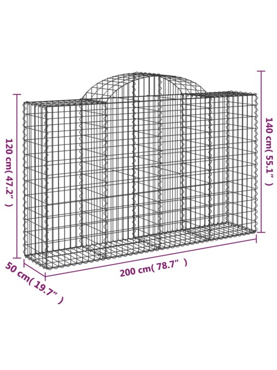 Klenuté gabionové koše 18ks 200x50x120/140cm pozinkované železo