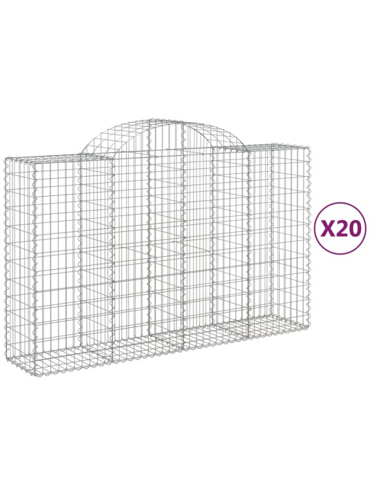 Klenuté gabionové koše 20ks 200x50x120/140cm pozinkované železo