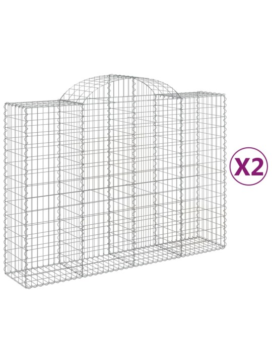 Klenuté gabionové koše 2 ks 200x50x140/160cm pozinkované železo