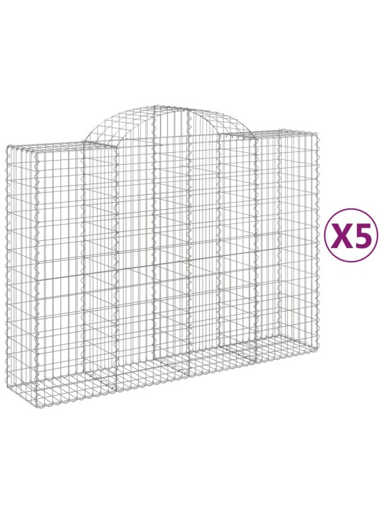 Klenuté gabionové koše 5 ks 200x50x140/160cm pozinkované železo