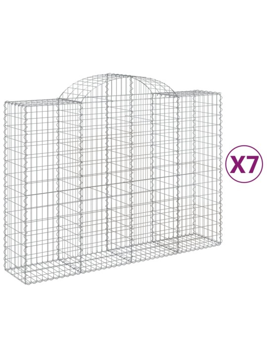 Klenuté gabionové koše 7 ks 200x50x140/160cm pozinkované železo