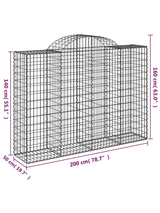 Klenuté gabionové koše 15ks 200x50x140/160cm pozinkované železo