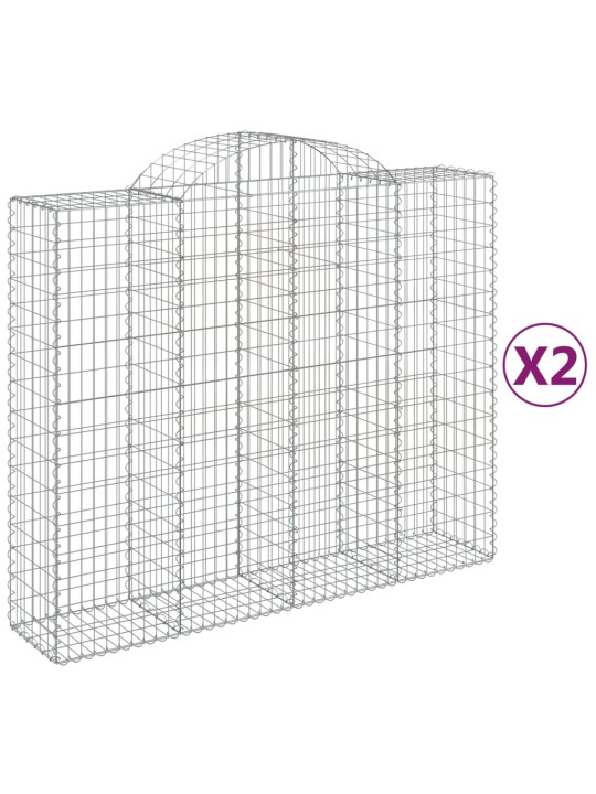 Klenuté gabionové koše 2 ks 200x50x160/180cm pozinkované železo