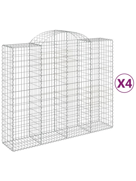 Klenuté gabionové koše 4 ks 200x50x160/180cm pozinkované železo