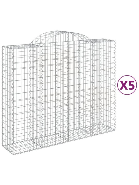 Klenuté gabionové koše 5 ks 200x50x160/180cm pozinkované železo