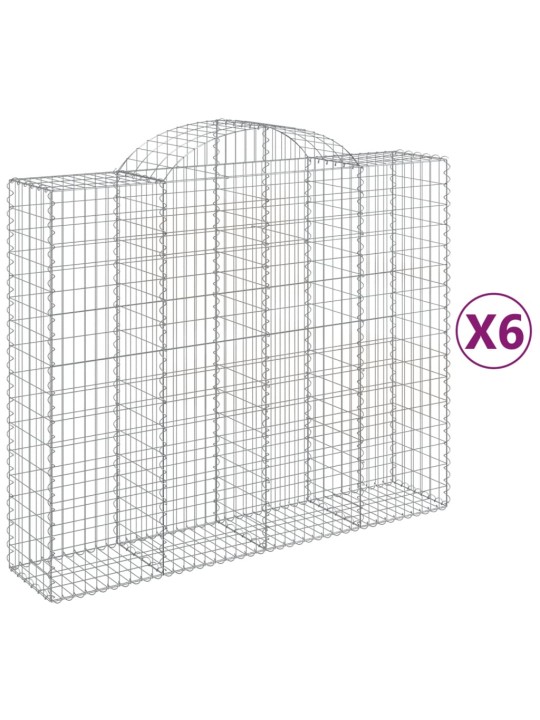 Klenuté gabionové koše 6 ks 200x50x160/180cm pozinkované železo
