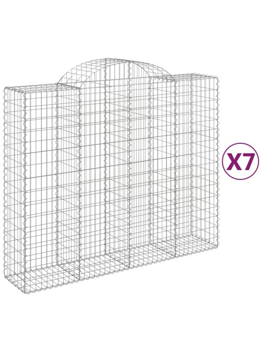 Klenuté gabionové koše 7 ks 200x50x160/180cm pozinkované železo