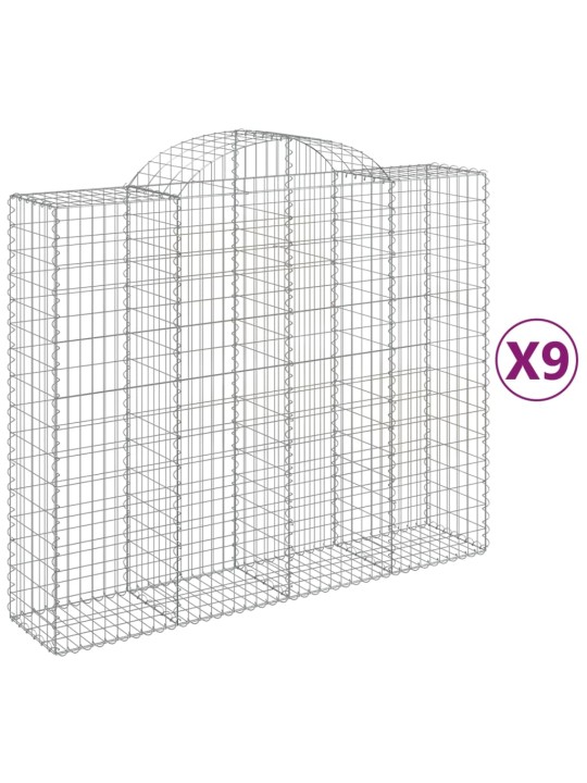 Klenuté gabionové koše 9 ks 200x50x160/180cm pozinkované železo