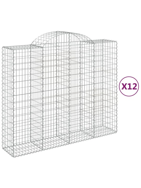 Klenuté gabionové koše 12ks 200x50x160/180cm pozinkované železo