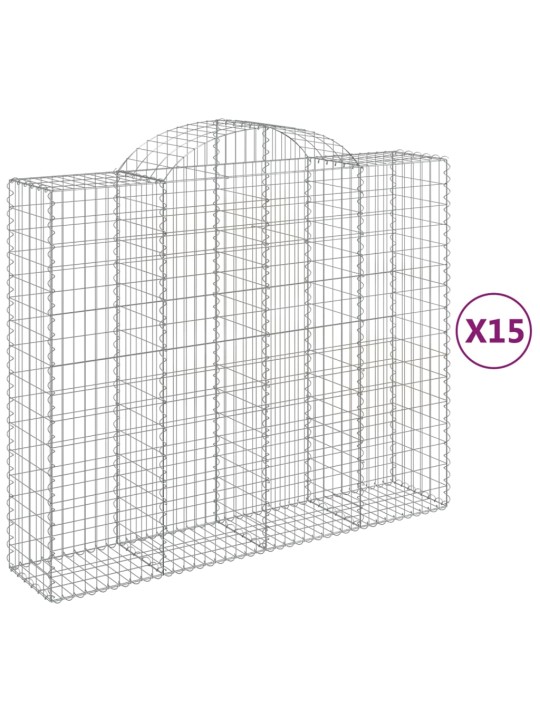 Klenuté gabionové koše 15ks 200x50x160/180cm pozinkované železo