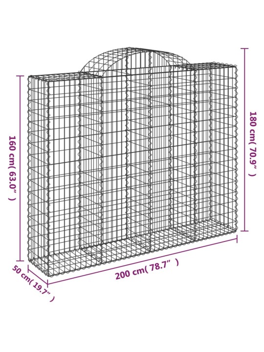 Klenuté gabionové koše 15ks 200x50x160/180cm pozinkované železo