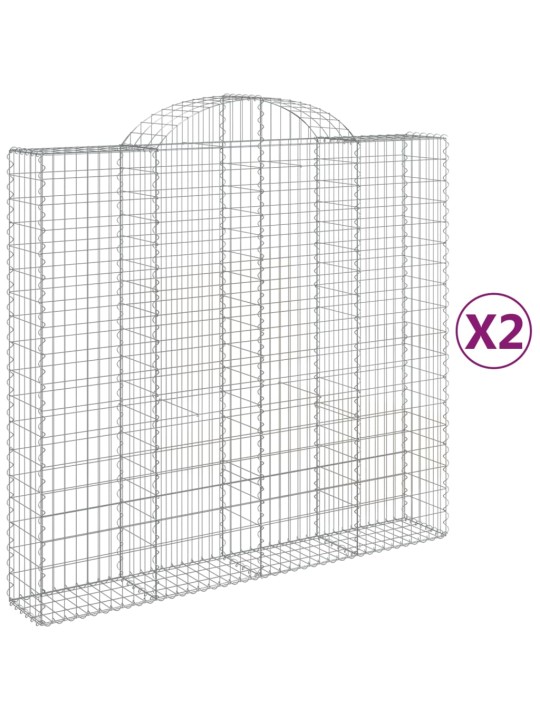 Klenuté gabionové koše 2 ks 200x50x180/200cm pozinkované železo