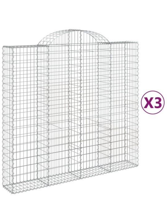 Klenuté gabionové koše 3 ks 200x50x180/200cm pozinkované železo