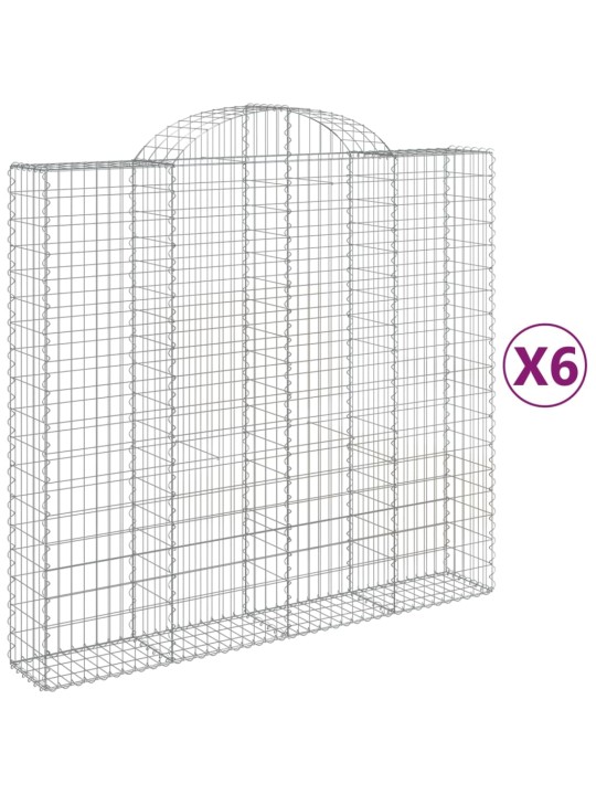 Klenuté gabionové koše 6 ks 200x50x180/200cm pozinkované železo
