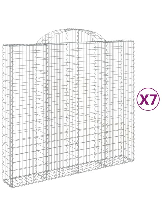 Klenuté gabionové koše 7 ks 200x50x180/200cm pozinkované železo
