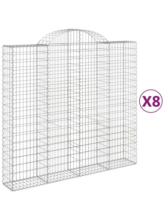 Klenuté gabionové koše 8 ks 200x50x180/200cm pozinkované železo