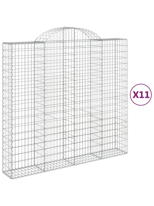 Klenuté gabionové koše 11ks 200x50x180/200cm pozinkované železo