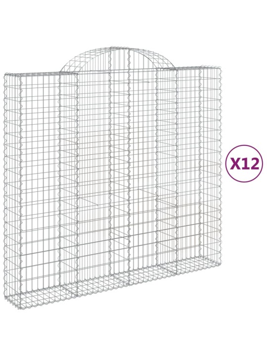 Klenuté gabionové koše 12ks 200x50x180/200cm pozinkované železo