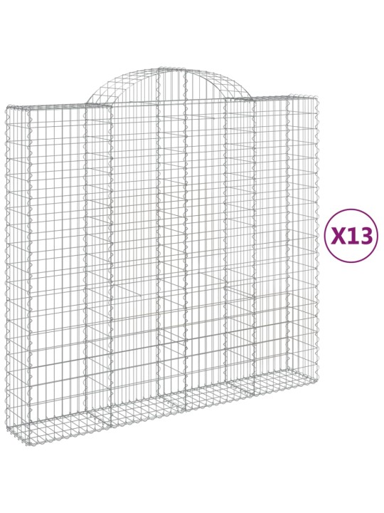 Klenuté gabionové koše 13ks 200x50x180/200cm pozinkované železo