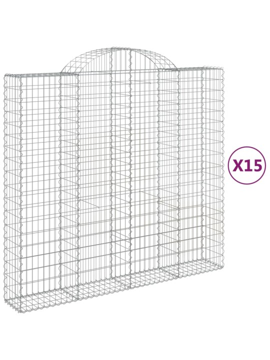 Klenuté gabionové koše 15ks 200x50x180/200cm pozinkované železo