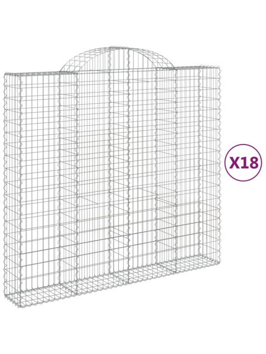 Klenuté gabionové koše 18ks 200x50x180/200cm pozinkované železo