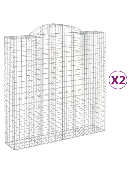 Klenuté gabionové koše 2 ks 200x50x200/220cm pozinkované železo