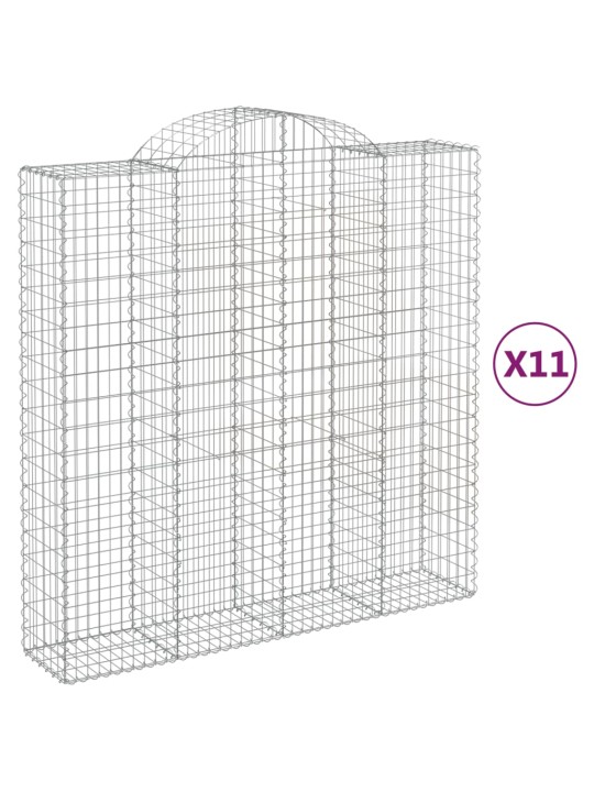 Klenuté gabionové koše 11ks 200x50x200/220cm pozinkované železo